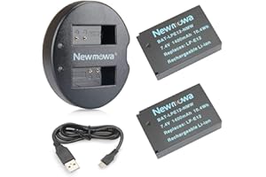 Newmowa LP-E12 Replacement Battery (2-Pack) and Dual USB Charger for Canon LP-E12 and Canon EOS M, EOS M2, EOS M10, EOS M50, 