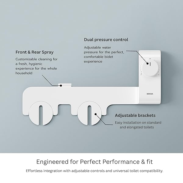 BIDEUX CORE 1.0 -ULTRA-SLIM NON-ELECTRIC BIDET ATTACHMENT FOR TOILET – DUAL NOZZLE, ADJUSTABLE WATER PRESSURE, EASY DIY INSTALLATION, SELF-CLEANING SPRAYER, ECO-FRIENDLY DESIGN (WHITE)