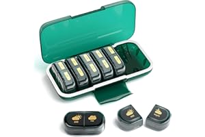 Codcaw Weekly Pill Organizer 2 Times a Day, Moisture-Proof, Detachable Compartments, AM PM Pill Box 2X 7 Day, Travel Pill Organizer for Pills/Fish Oil/Medication/Vitamin/Supplements (Dark Green)
