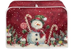 Annejudy 2 Slice Bread Toaster Cover for Christmas, Colorful Floral Print Bakeware Protector Kitchen Accessories Appliance Dust Cover Kitchen Decor Toaster Oven Covers, Cute Snowman Pattern