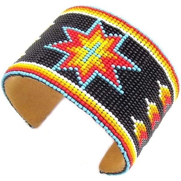 Southwestern Native Style Beaded Cuff Bracelet - Handmade, Adjustable, Glass Seed Beads - View #10