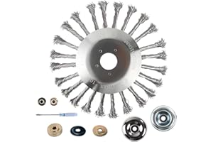 Allyplay 8 Inch Steel Wire Rotary Brush Cutter Trimmer Head,Universal Replacement Weed Blade Cutter for String Trimmers, Gardening Lawnmower, Moss & Rust Removal,Compatible with Stihl,Husqvarna