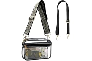 Lackycc Clear Crossbody Purse Bag Stadium Approved,Clear Purses for Women Stadium with Removable Guitar Strap,Clear Messenger Shoulder Handbag for Concert Festival Event,Work