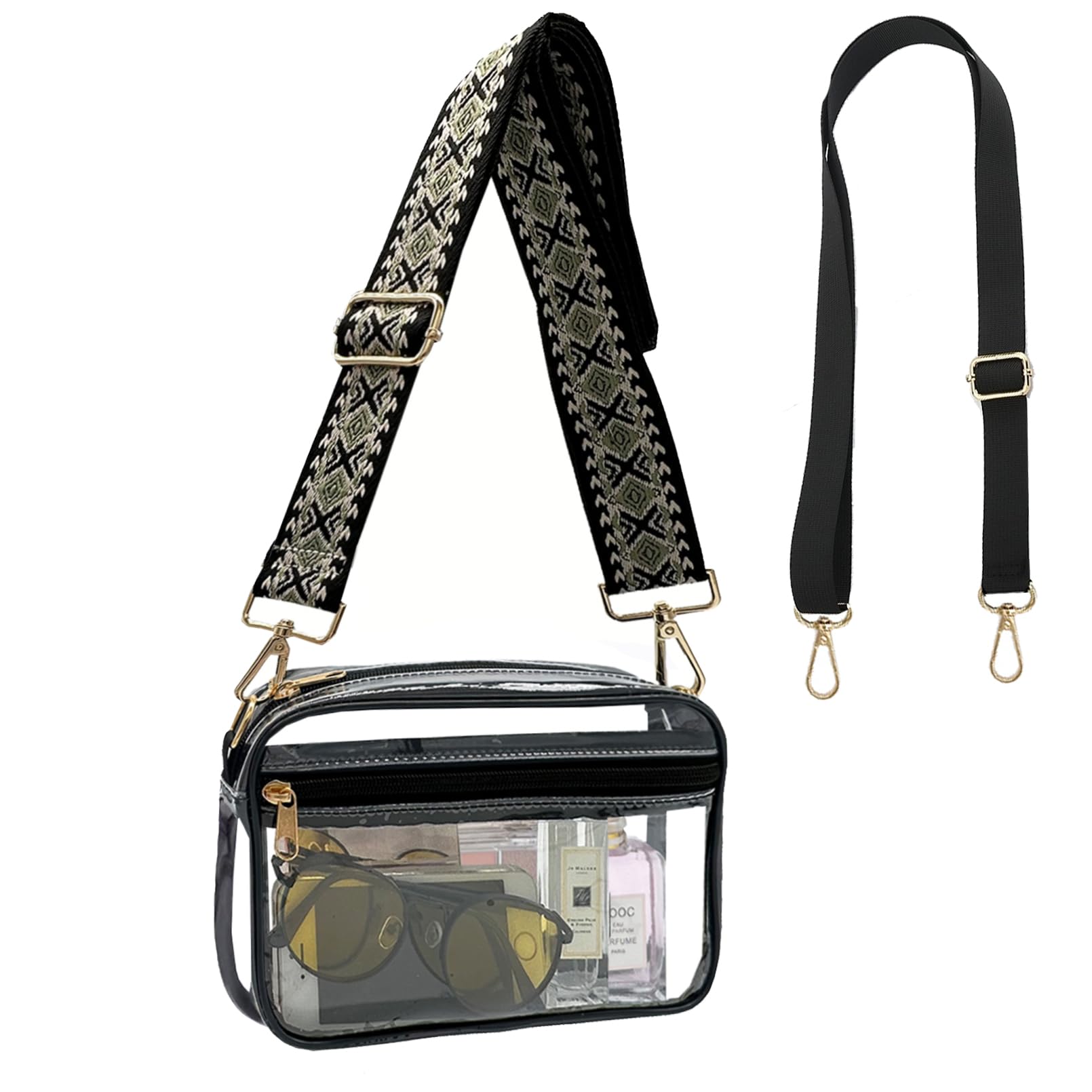 Clear Purses Bag for Women Stadium Approved,Clear Crossbody Purse Concert Messenger Bag with Removable Guitar Strap