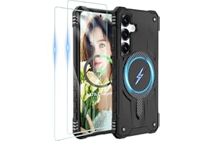 Gritup for Samsung Galaxy-S25-Case with Magsafe, 2×Screen Protector, S24 Magnetic Phone Case Anti-Fingerprint Military Grade Shockproof Protective Cover for Galaxy S24/S25,Black