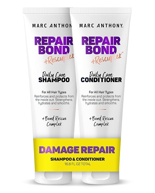 Marc Anthony Repairing Shampoo & Conditioner Set - Rescuplex Bond Repair, Strengthens Hair, Eliminates Frizz & Flyaways, Revives Dry & Damaged Hair