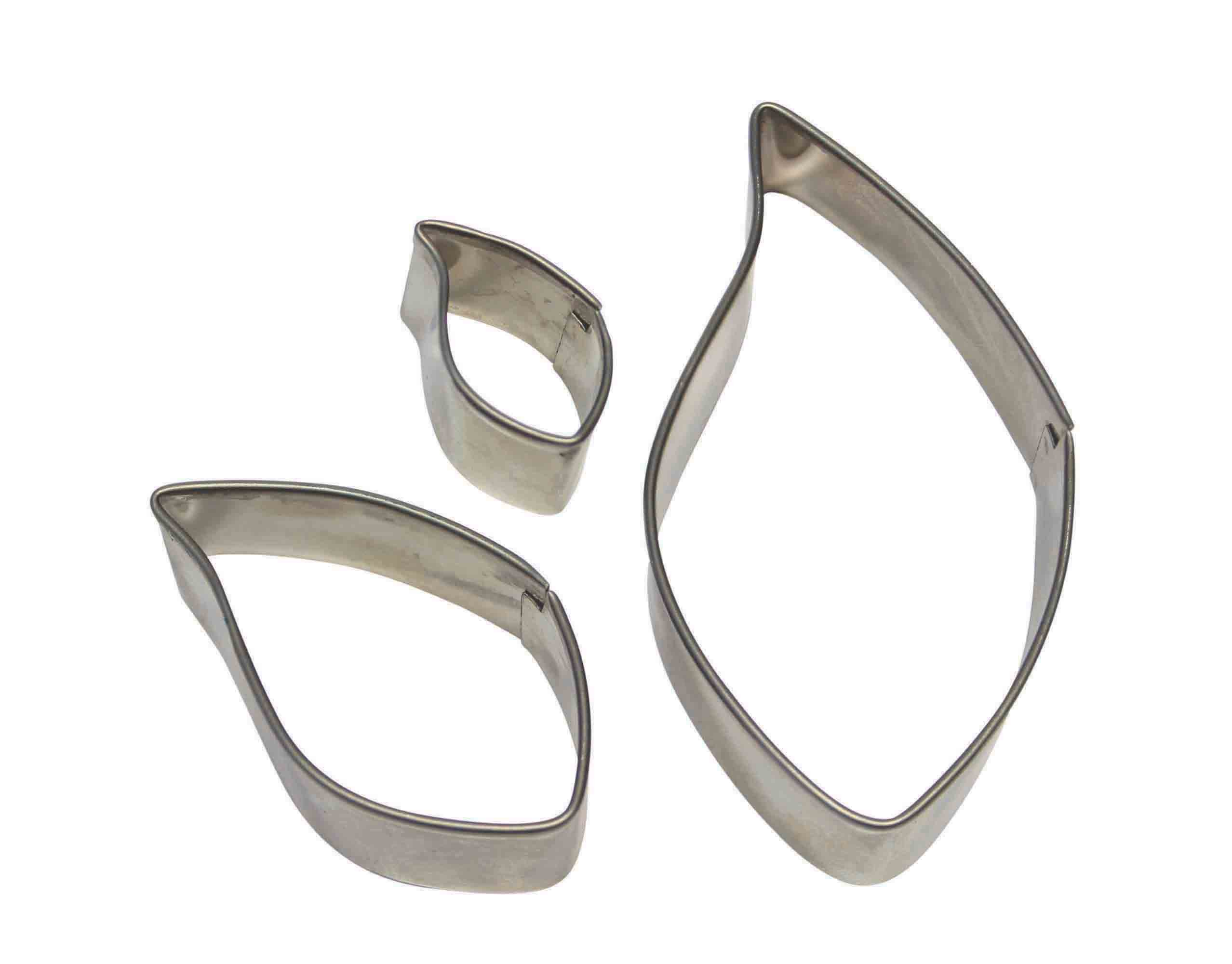 PME Stainless Steel Leaf Cutters, Set of 3, Silver, 4 x 1.2 x 4 cm