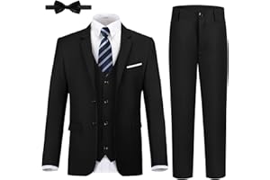 JPF Boy's Formal Suit Set Slim Fit Kids Tuxedo Suits for Wedding Teen Toddler Boy Dress Suit Outfit