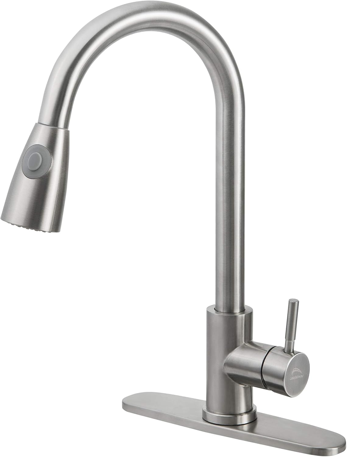 LEADALLWAY Kitchen Faucet with Single Handle, Single Level Stainless Steel Kitchen Sink Faucets with Pull down Sprayer