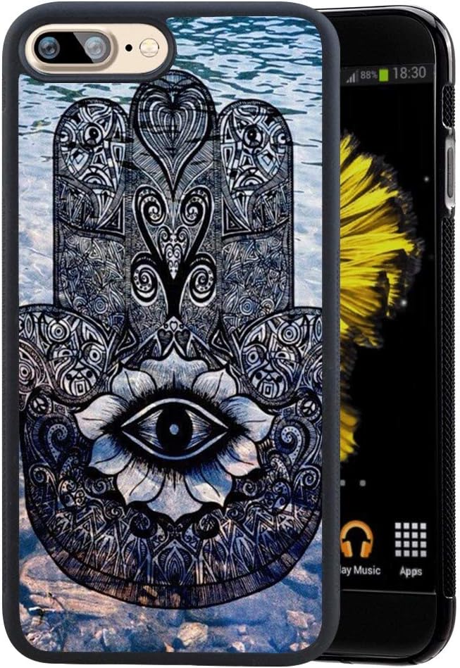 Case for iPhone 7 Plus 8 Plus, Hamsa Hand Anti-Scratch Hard Backplate Back Cover for iPhone 7 Plus 8 Plus Black Shock-Proof Protective Case [Anti-Slippery]