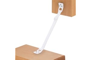 Bébé Earth Furniture Straps - Anti Tip Strap for Baby Proofing & Child Safety - 8 Pack of Adjustable TV & Wall Straps - Fixings to Anchor Shelves & Cabinets - White