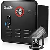 RV Tankless Water Heater 12V, 65,000 BTU Propane Powered Instant Hot Water, Includes 15''×15'' Lockable Door & Remote, Anti-F
