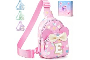 Girls Birthday Gift Ideas, Initial Crossbody Bag for Kids Toddler, Pink E | Personalized Gift with Box, Initial Crossbody Bag, Fanny Packs Bags for Daughter Granddaughter, Water Resistant PU