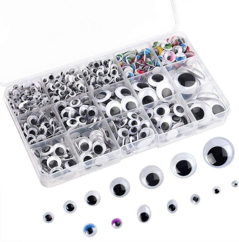 FEPITO 1150 Self-Adhesive Googly Wiggle Eyes 5mm-25mm Assorted Sizes