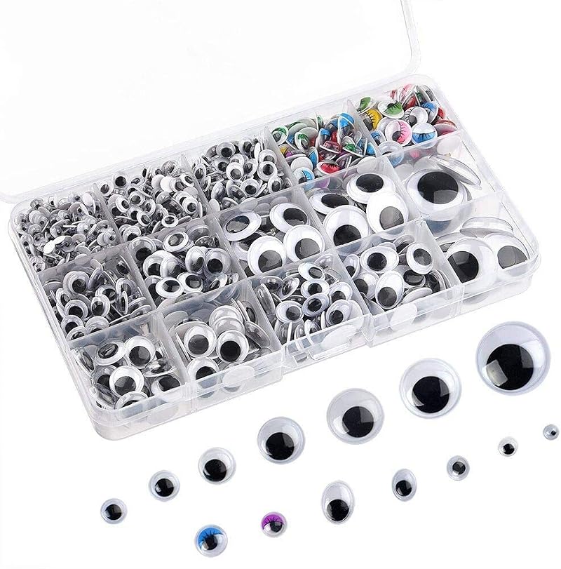 FEPITO 1150 Self-Adhesive Googly Wiggle Eyes 5mm-25mm Assorted Sizes