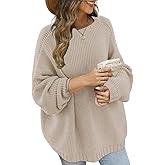 JPGLOV Womens Oversized Sweaters 2026 Fall Casual Batwing Sleeve Mock Neck Loose Chunky Knit Pullover Jumper Tops