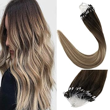 Laavoo 18 Micro Ring Loop Hair Extensions Natural Straight Human