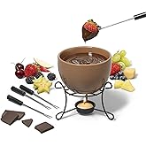 Starfrit Gourmet BISTRO Chocolate 7-pc Fondue Set - Ceramic - 4 Forks - Tealight