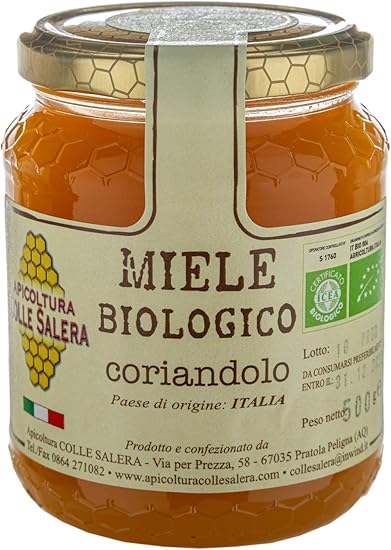 Miele Biologico Di Coriandolo Italiano Non Pastorizzato Apicoltura Colle Salera 500 Gr Amazon It Alimentari E Cura Della Casa