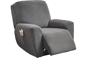 CRFATOP Jacquard Recliner Cover with Pockets Polyester Leaf Single Reclining Slipcover 4-Pieces Lazy Boy Recliner Sofa Chair Cover for Recliner Furniture Protector for Kid Pet,B16