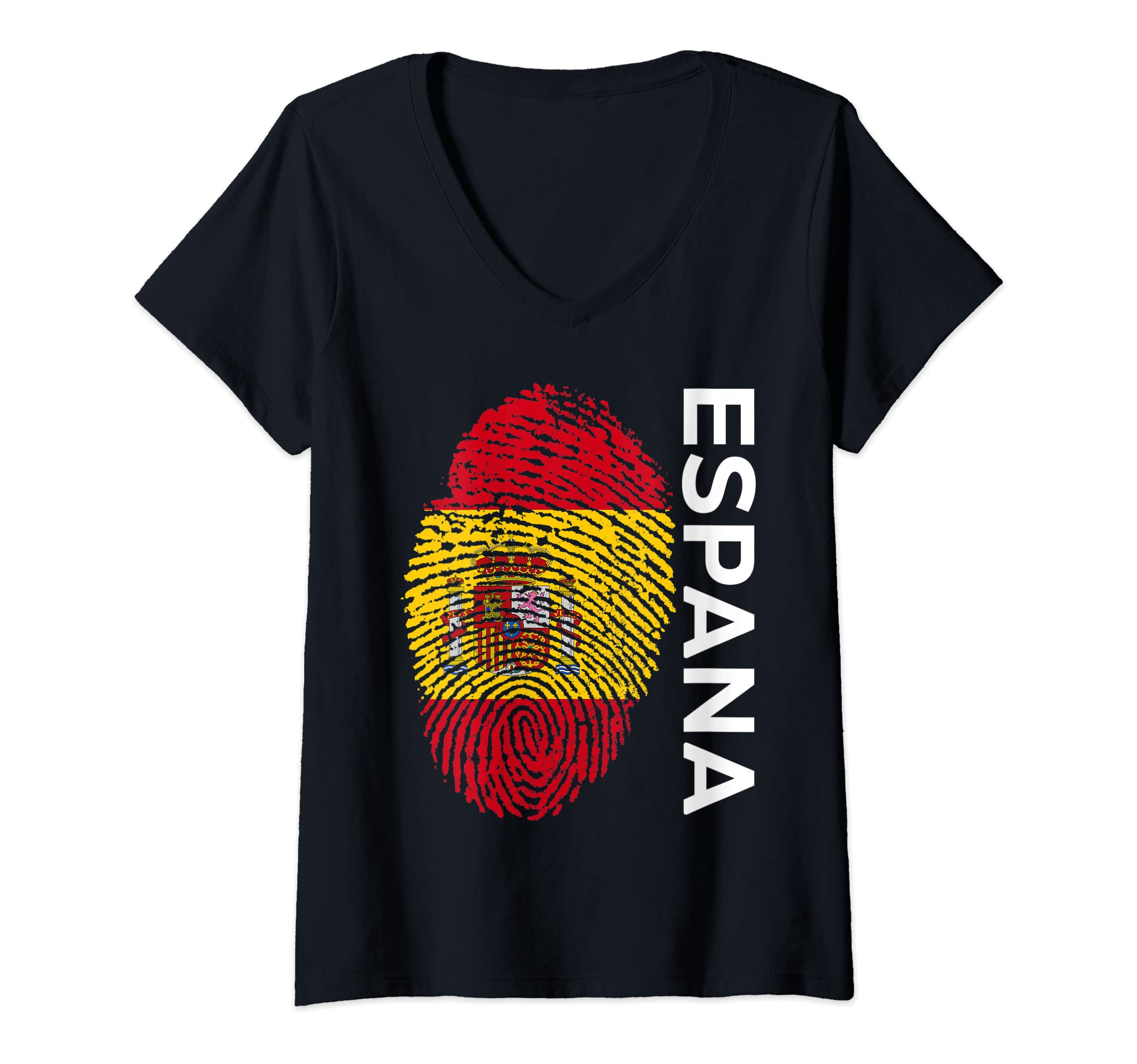 Womens Spain Flag Espana V-Neck T-Shirt