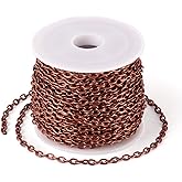 Pandahall 10M/10Yards Iron Cross Cable Chains Red Copper Color Twist Cross Necklace Finding Chains Size: Chains: About 4mm Long 2.7mm Wide 0.7mm Thick