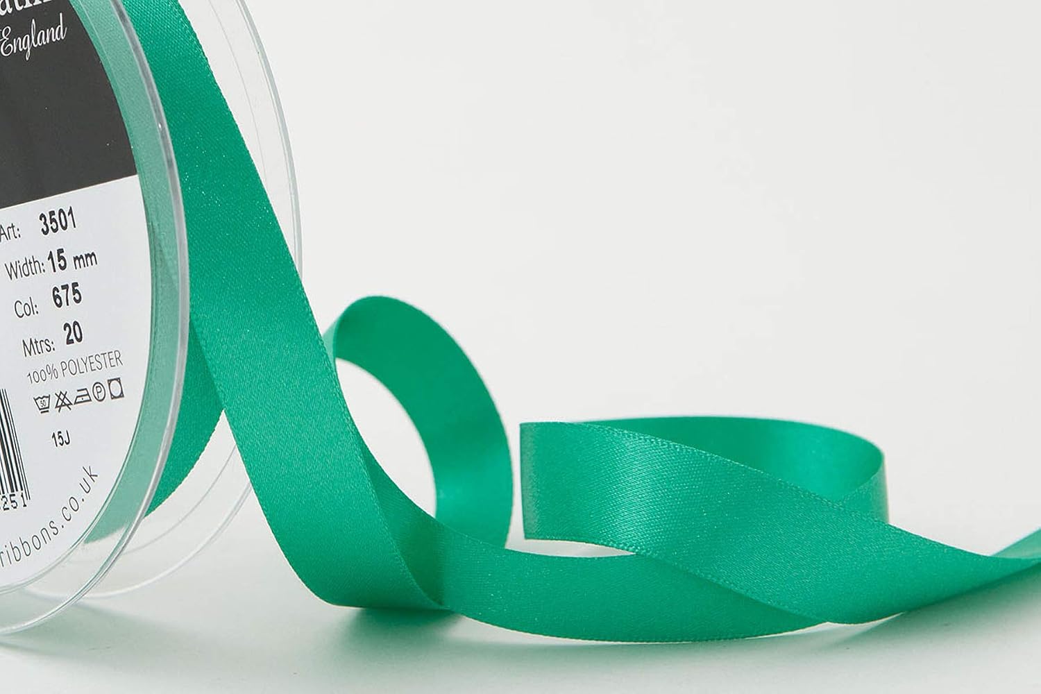 Berisfords Double FACE Poly Satin Ribbon, Parakeet, 10.5x10.5x3 cm, 15 mm - Image 3