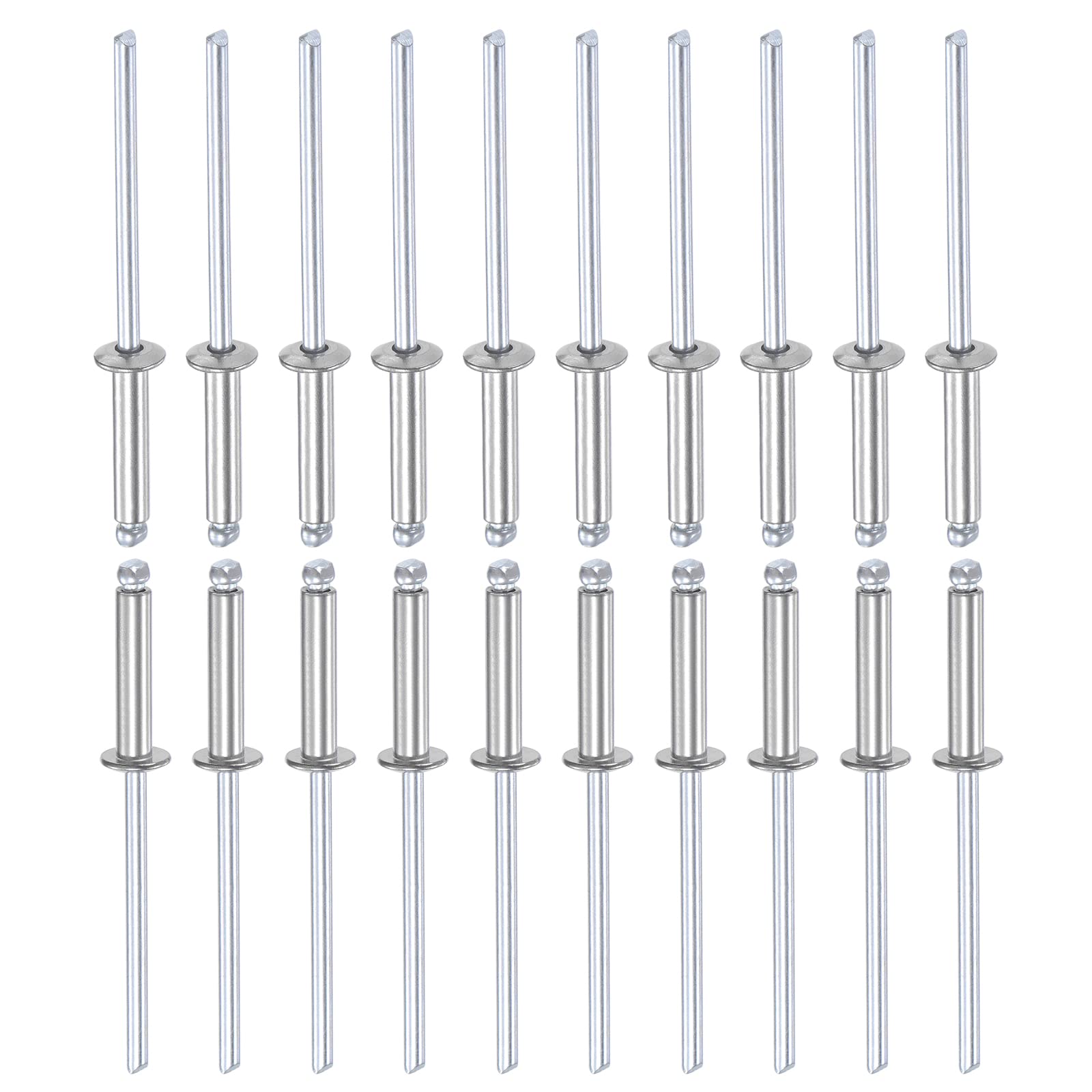 DTGN 3.2mm x 16mm (DXL) Blind Rivets - 100Pack - Good for Machinery Joining - 304 Stainless Steel Dome Open End Rivet