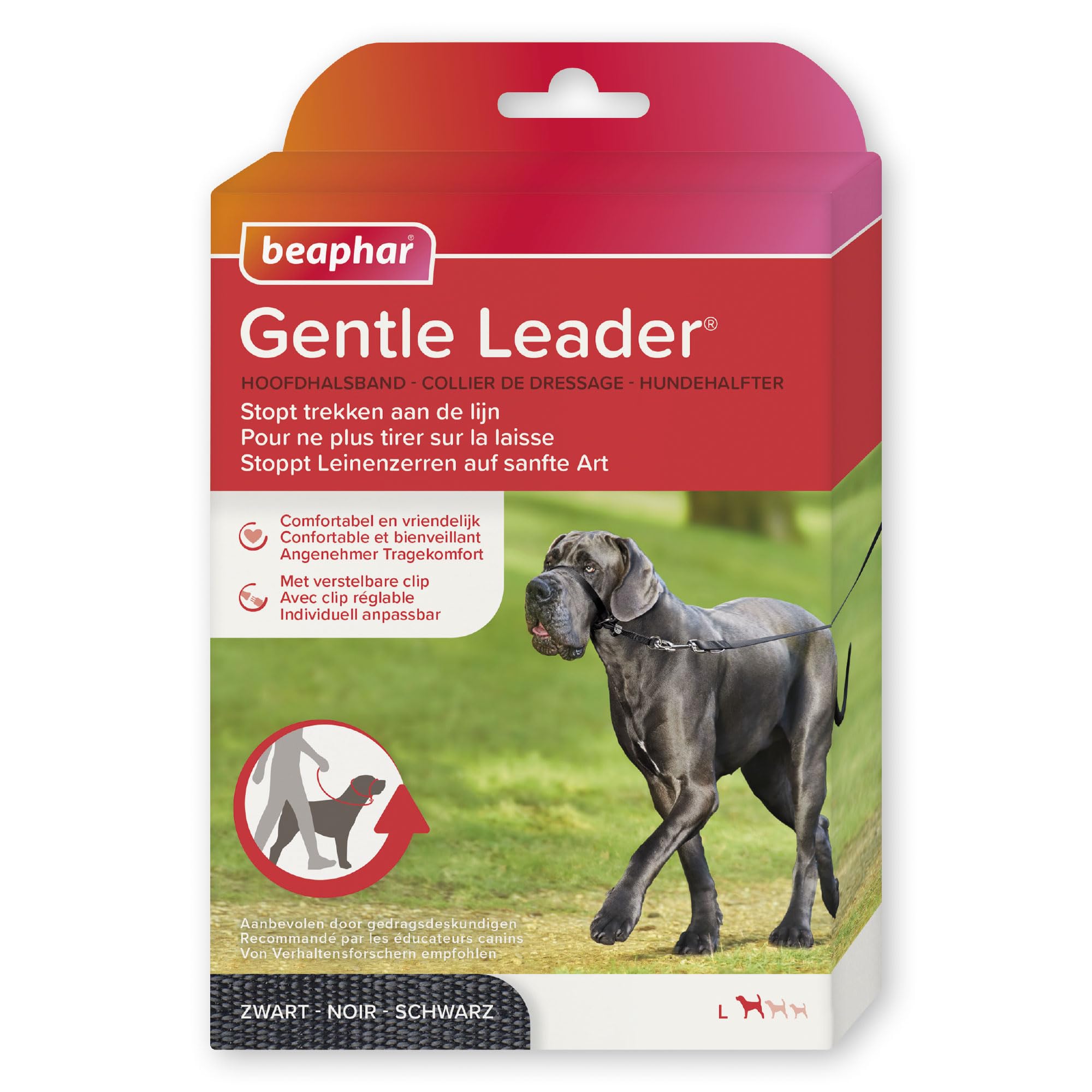 Beaphar Gentle Leader L Black 1 piece - Dog Head Collar - Fabric - Kind and effective training, no pulling or choking - Large Breeds - Black - L