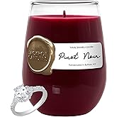 Jackpot Candles Pinot Noir Wine Glass Candle with Ring Inside (Surprise Jewelry Valued at 15 to 5,000 Dollars) Ring Size 7