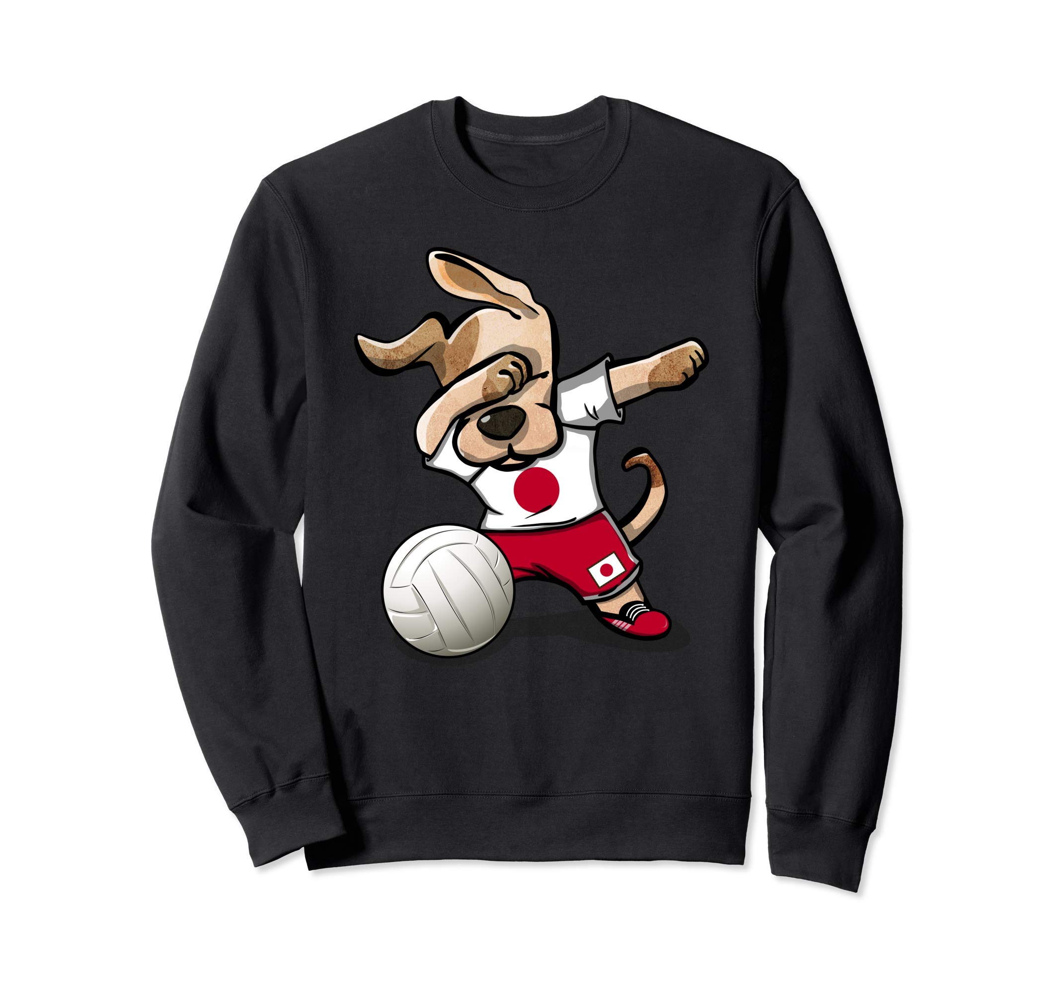 Cute Dabbing Dog Proud Japan Volleyball Lovers Japanese Flag Sweatshirt