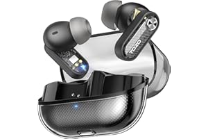 TOZO Crystal Pods Hybrid Active Noise Cancelling Wireless Earbuds, 10mm Drivers Deep Bass, 4 Mics Smart ENC AI Calls, Real-Time AI Translation, 32 EQ via App, Bluetooth 5.4, Crystal Design