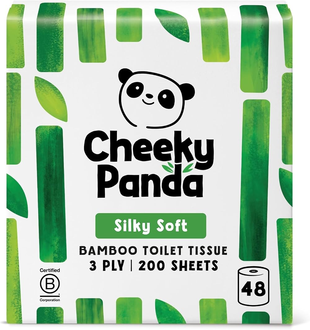 The Cheeky Panda Bamboo Toilet Tissue 48 Rolls 3 Ply 200 Sheets Bulk