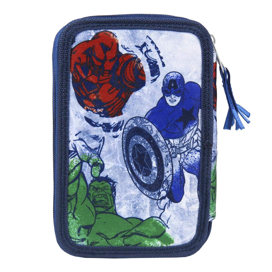 Artesania Cerda Plumier Triple Giotto Avengers Pack Pocket, 19 cm, Blue (Azul)