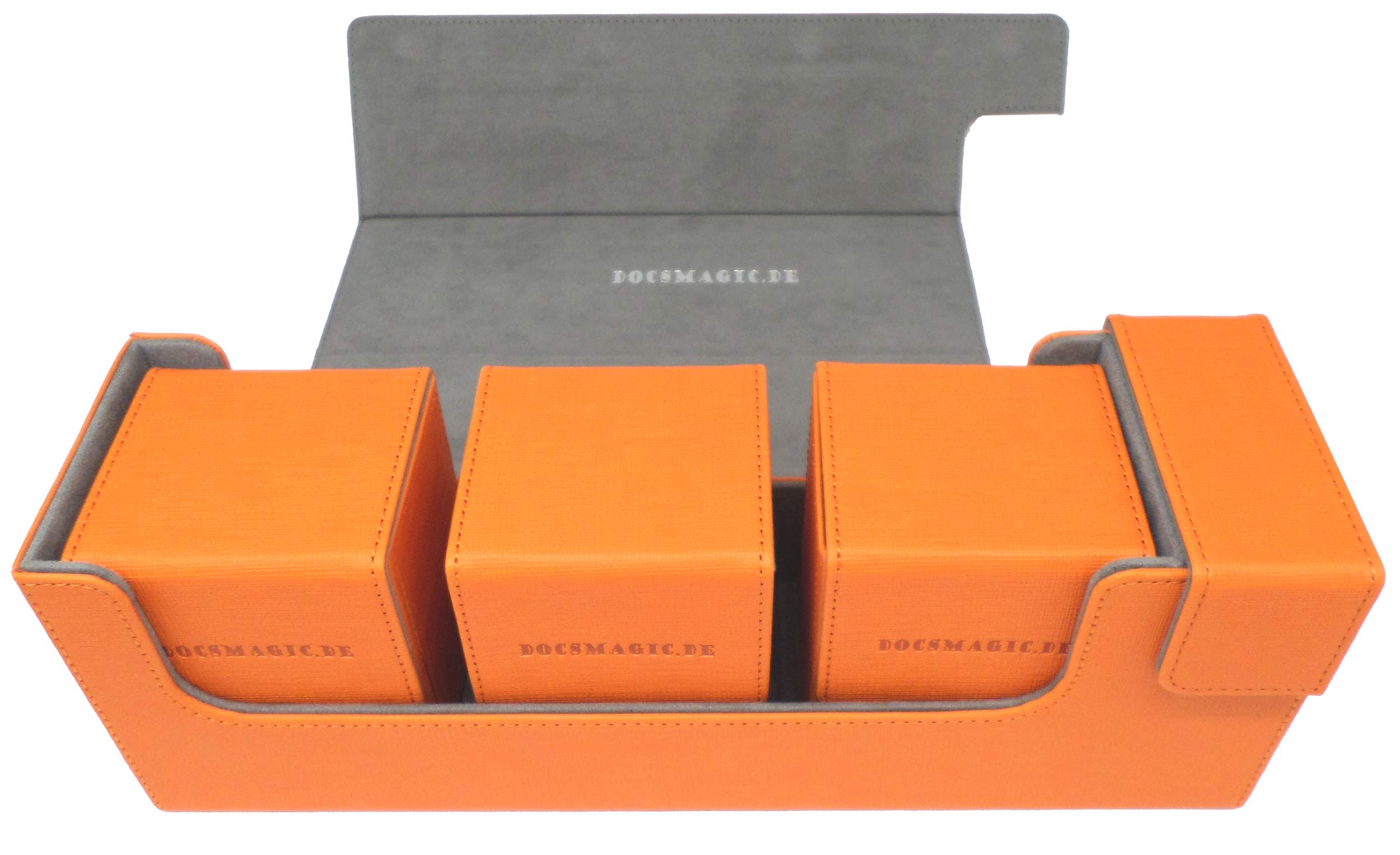 docsmagic.de Premium Magnetic Tray Long Box Orange Medium + 3 Flip Boxes — image 1