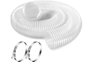 LOSTRONAUT 4 Inch x 10 Feet Dust Collection Hose - Flexible Clear PVC Heavy Duty Puncture Resistant Dust Debris Fume Hoses - Reinforced With Coated Wire Helix