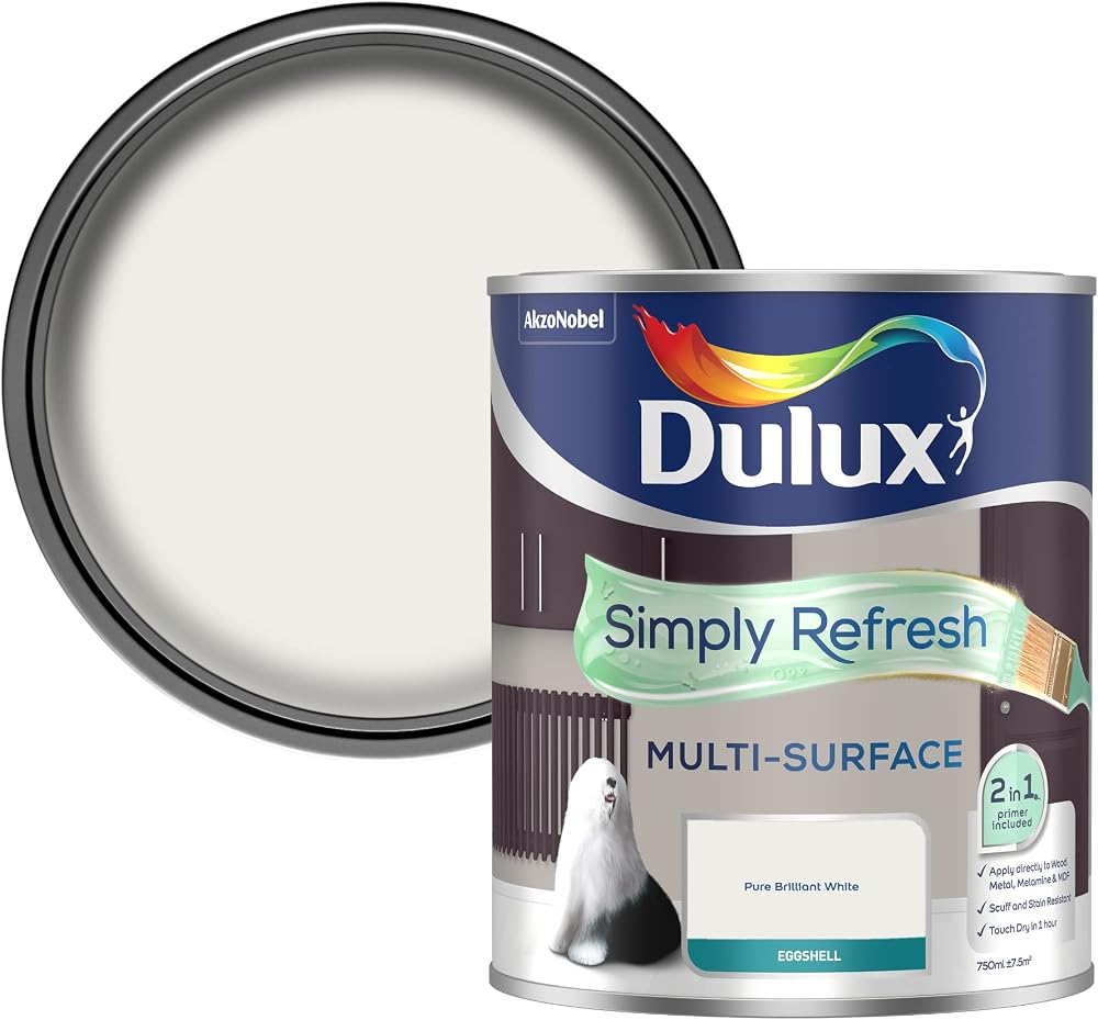 Dulux Simply Refresh Multi Surface Paint Pure Brilliant White 750ML 2 in 1