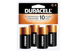 Duracell Coppertop C Batteries, 4 Count Pack, C Battery with Long-lasting Power, All-Purpose Alkaline C Battery for Household
