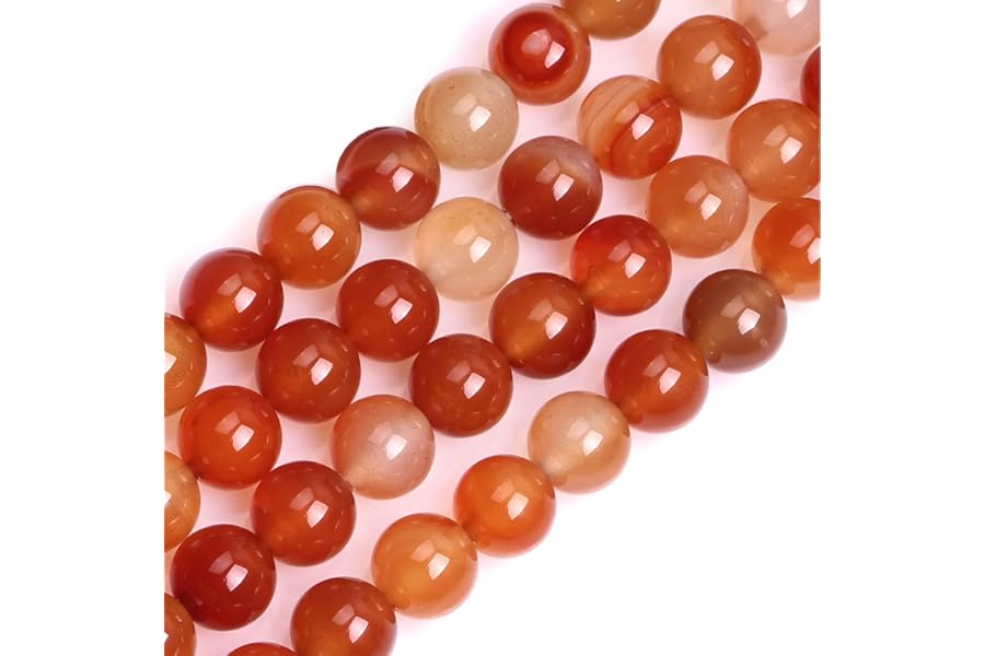 HAAMIIQII 60pcs 6mm Natural Orange Red Carnelian Stone Beads Round Loose Gemstone Beads for Jewelry Making Strand 15 Inch
