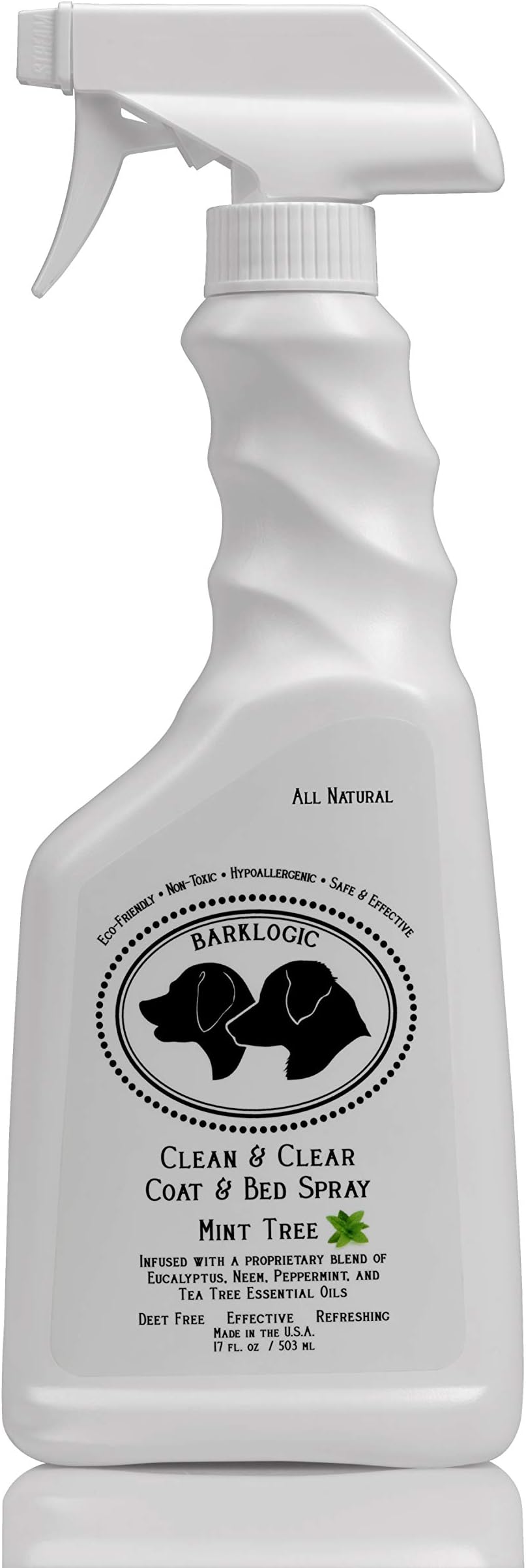 BarkLogic Natural Clean & Clear Coat & Bed Spray for Pets, 17 oz Mint Tree