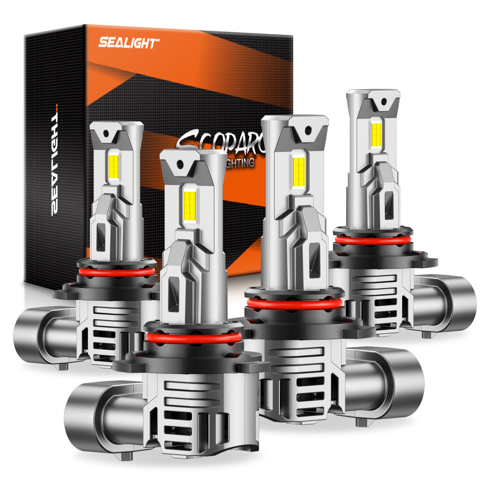 Photo 1 of SEALIGHT 9005 9006 Bulb, 80000LM 6500K with Cooling Fan, 1:1 Design Fog Light Bulb, 60000+ Hours Lifspan, 3-MIN Plug-N-Play, Pack of 4