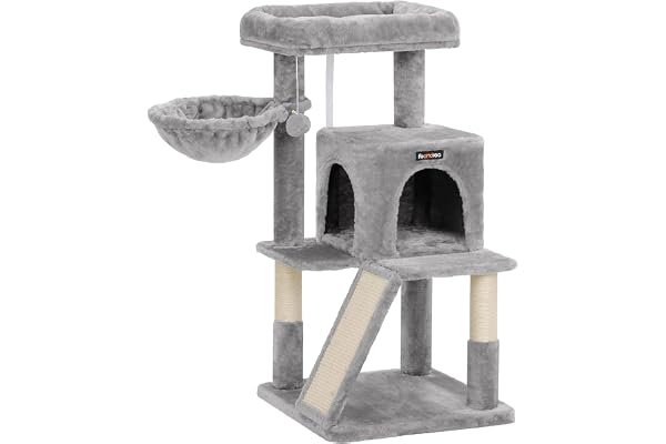 Feandrea Cat Tree, Small Cat Tower with Widened Perch for Large Cats Indoor, Kittens, 96 cm Multi-Level Cat Condo, Scratching