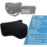 JJC Black Ultra Light Neoprene Camera Case for Sony a6600 a6500 a6400 a6300 a6100 a6000 a5100 +18-55mm/E 50mm F1.8 Lens, Pouch Bag for Fuji X-T30 X-T20 X-T10 +16-50mm, Canon PowerShot SX530 SX540 G3X
