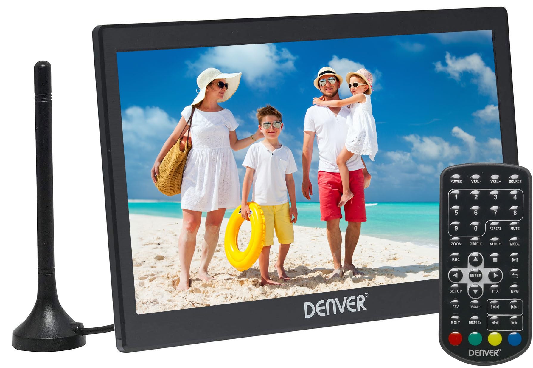 Denver LED-1032-10 inch Wide Super VGA Digital Portable TV – Rechargeable – 12 Volt – USB & Recording - Camping, Kitchen, Caravan Small TV – Battery, Car or Mains Power