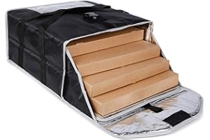 cherrboll Insulated Pizza Delivery Bag Commercial Food Warmer Carrier Bag 20" by 20" by 9" Holds 4-18" Pizza Boxes or Trays