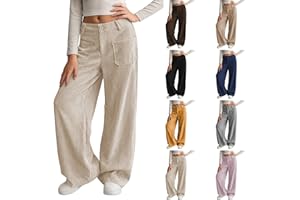 Teen Girls Corduroy Pants Baggy Wide Leg Pants Elastic High Waist Loose Sweatpants Casual Stretchy Pockets Trousers