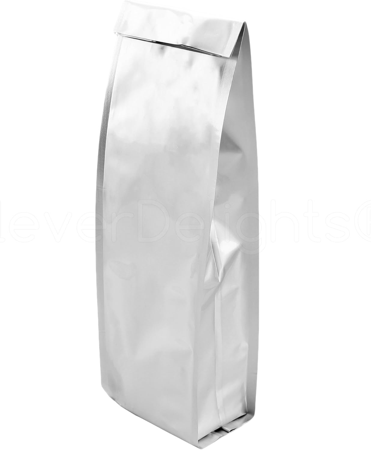 50 Pack - CleverDelights Silver Coffee Bags - 1 Pound Bag (16oz) - Heat Sealable Retail Packaging