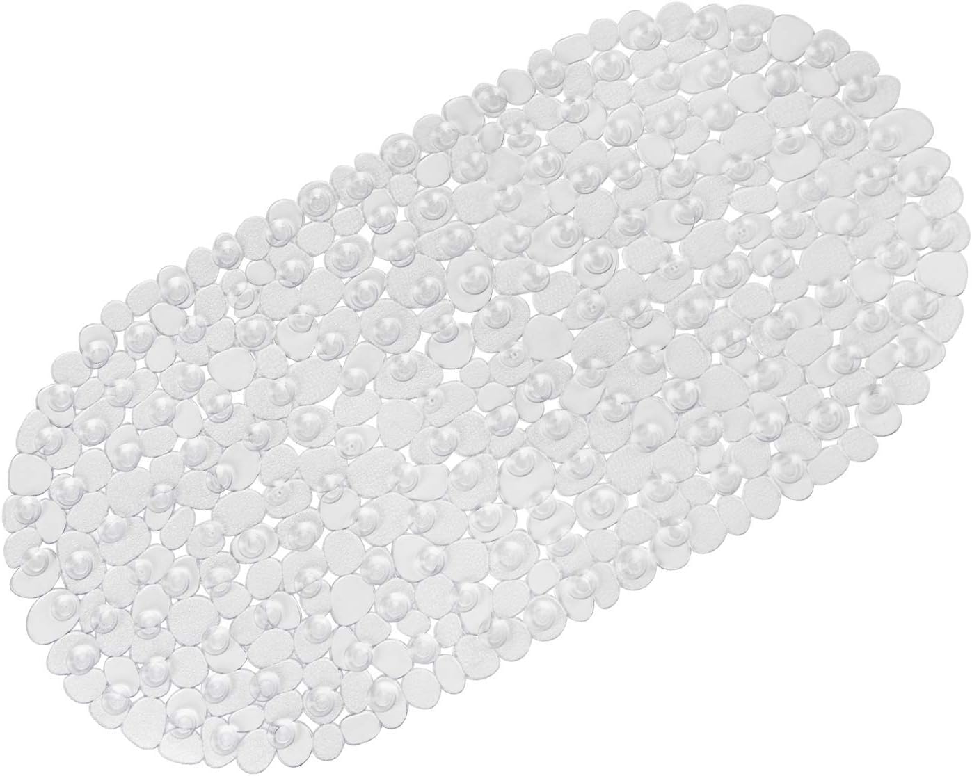 WELTRXE Pebbles Bath Mat Clear NonSlip Bathtub Mat with Suction Cups, Drain Holes for Bathroom