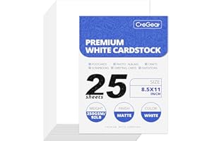 CREGEAR 25 Sheets White Cardstock 8.5 x 11, Thick Cardstock 92lb/250gsm Card Stock Printer Paper for Card Making, Invitations, Menus, Scrapbooking