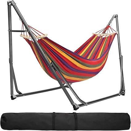 Amazon Co Jp Overmont 自立式ハンモック 折り畳み可 持ち運び便利 安全対策強化 スタンド ポータブル はんもっく 角度調整可能 折りたたみ 室内 アウトドア用 収納バッグ付き キャンプ用品 庭遊び ベランダ バルコニー用 スポーツ アウトドア